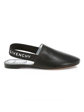 Givenchy Black Pointed Slingback Mule with Logo Strap